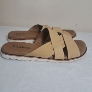 L.L.Bean Women's Lakewashed Slides Size 8 tan